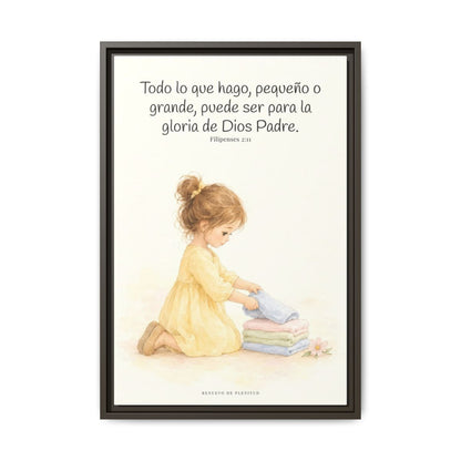 Para la gloria de Dios Padre — Lienzo Cristiano Enmarcado | Filipenses 2:11 — 16×24 pulgadas, marco espresso, vista frontal