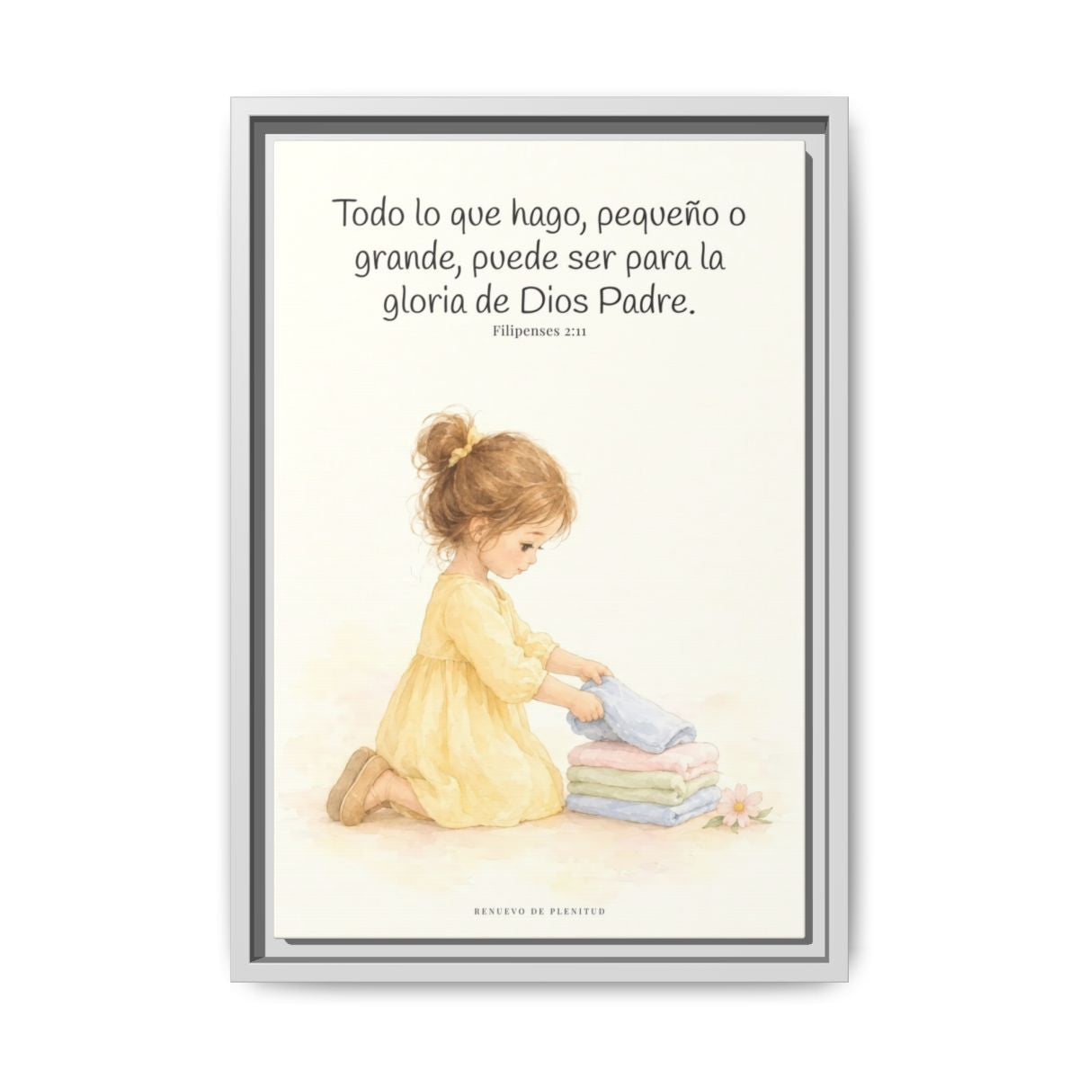 Para la gloria de Dios Padre — Lienzo Cristiano Enmarcado | Filipenses 2:11 — 12×18 pulgadas, marco blanco, vista frontal