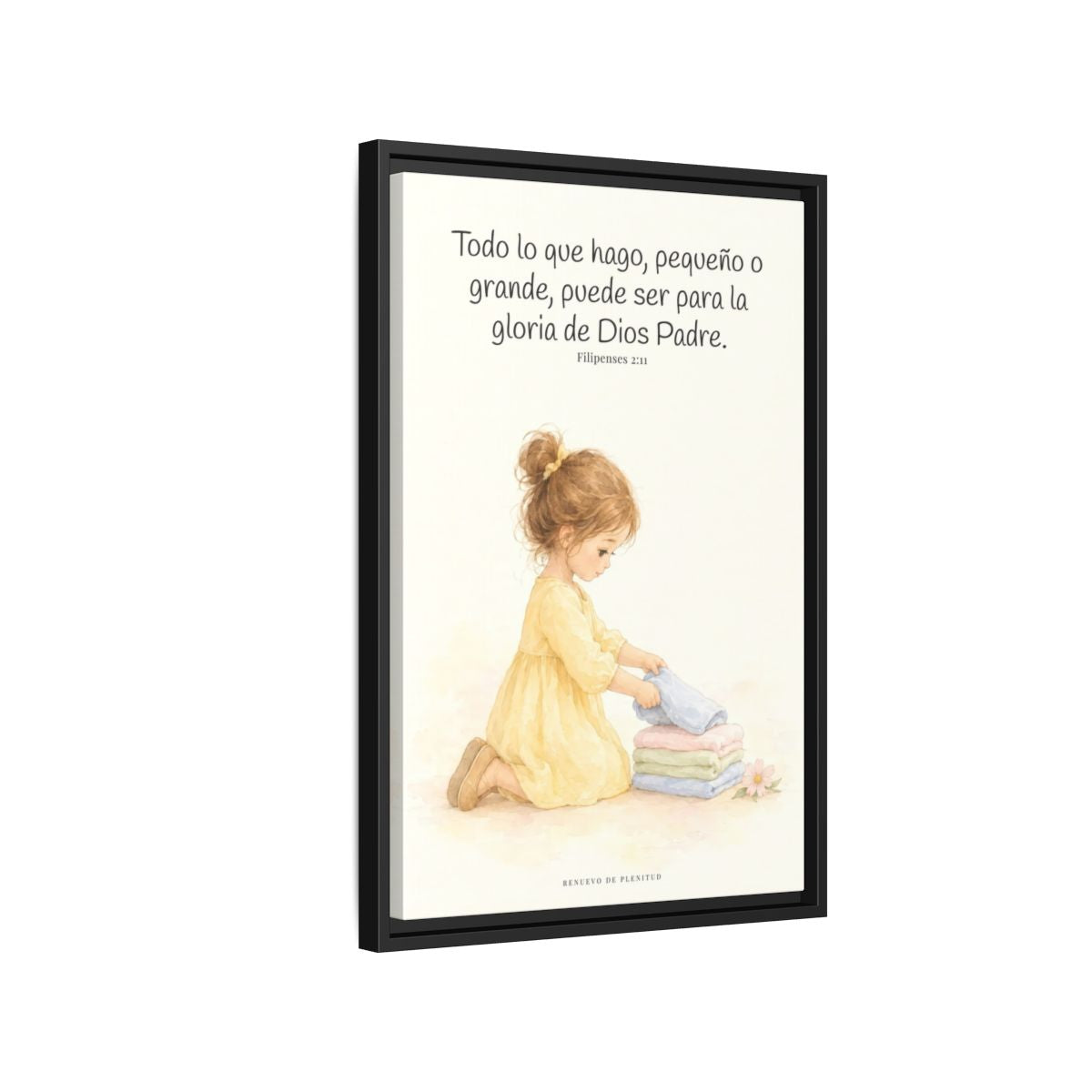 Para la gloria de Dios Padre — Lienzo Cristiano Enmarcado | Filipenses 2:11 — 16×24 pulgadas, marco negro, vista lateral del marco flotante