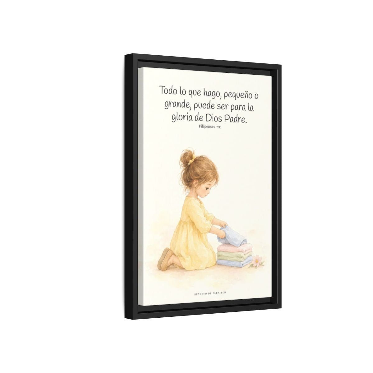 Para la gloria de Dios Padre — Lienzo Cristiano Enmarcado | Filipenses 2:11 — 12×18 pulgadas, marco negro, vista lateral del marco flotante