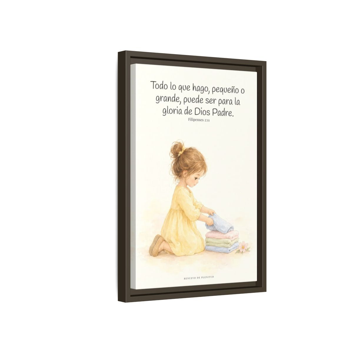 Para la gloria de Dios Padre — Lienzo Cristiano Enmarcado | Filipenses 2:11 — 12×18 pulgadas, marco espresso, vista lateral del marco flotante