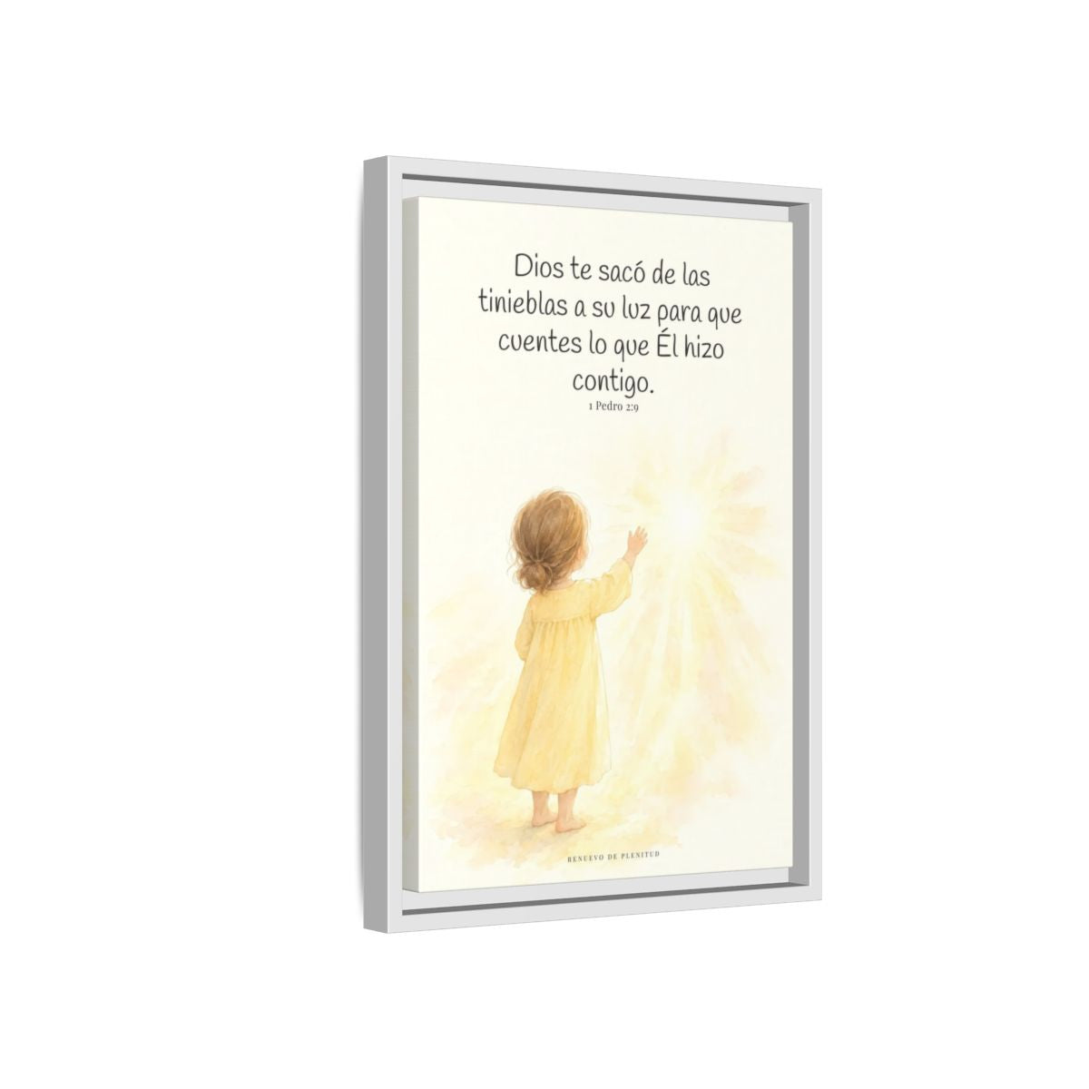 Para que anuncies las maravillas de Dios — Lienzo Cristiano Enmarcado | 1 Pedro 2:9 — 12×18 pulgadas, marco blanco, vista lateral del marco flotante