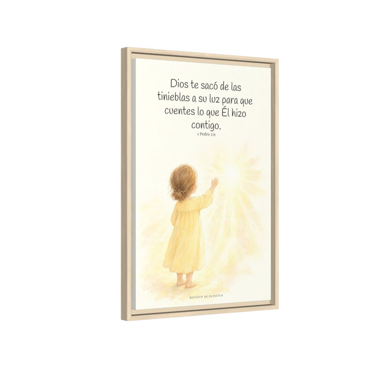 Para que anuncies las maravillas de Dios — Lienzo Cristiano Enmarcado | 1 Pedro 2:9 — 16×24 pulgadas, marco natural, vista lateral del marco flotante