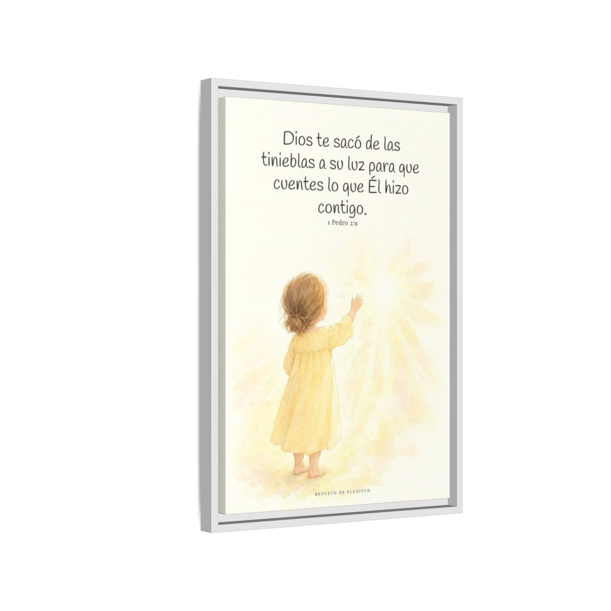 Para que anuncies las maravillas de Dios — Lienzo Cristiano Enmarcado | 1 Pedro 2:9 — 16×24 pulgadas, marco blanco, vista lateral del marco flotante