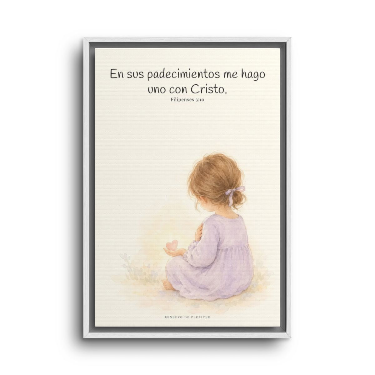 Participar de sus padecimientos me acerca a Él | Arte bíblico para pared | Filipenses 3:10 — 16×24 pulgadas, marco blanco, vista frontal