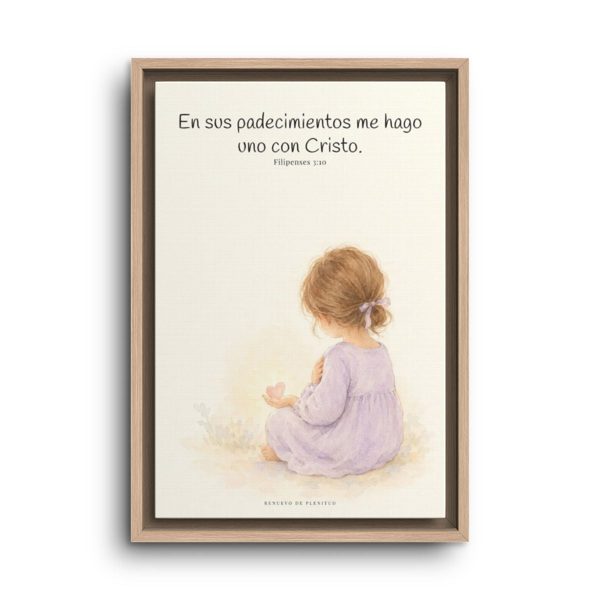 Participar de sus padecimientos me acerca a Él | Arte bíblico para pared | Filipenses 3:10 — 12×18 pulgadas, marco natural, vista frontal