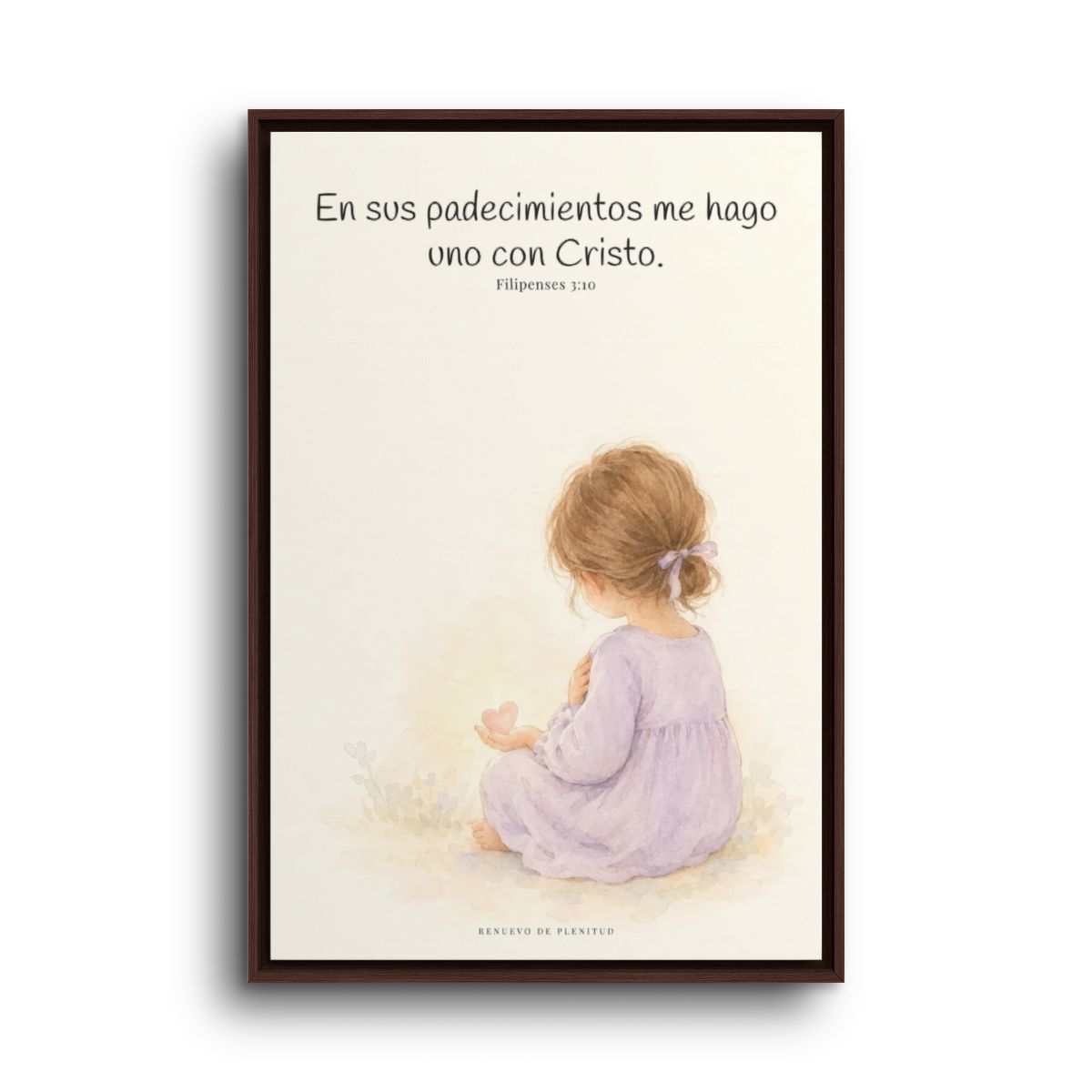 Participar de sus padecimientos me acerca a Él | Arte bíblico para pared | Filipenses 3:10 — 24×36 pulgadas, marco espresso, vista frontal