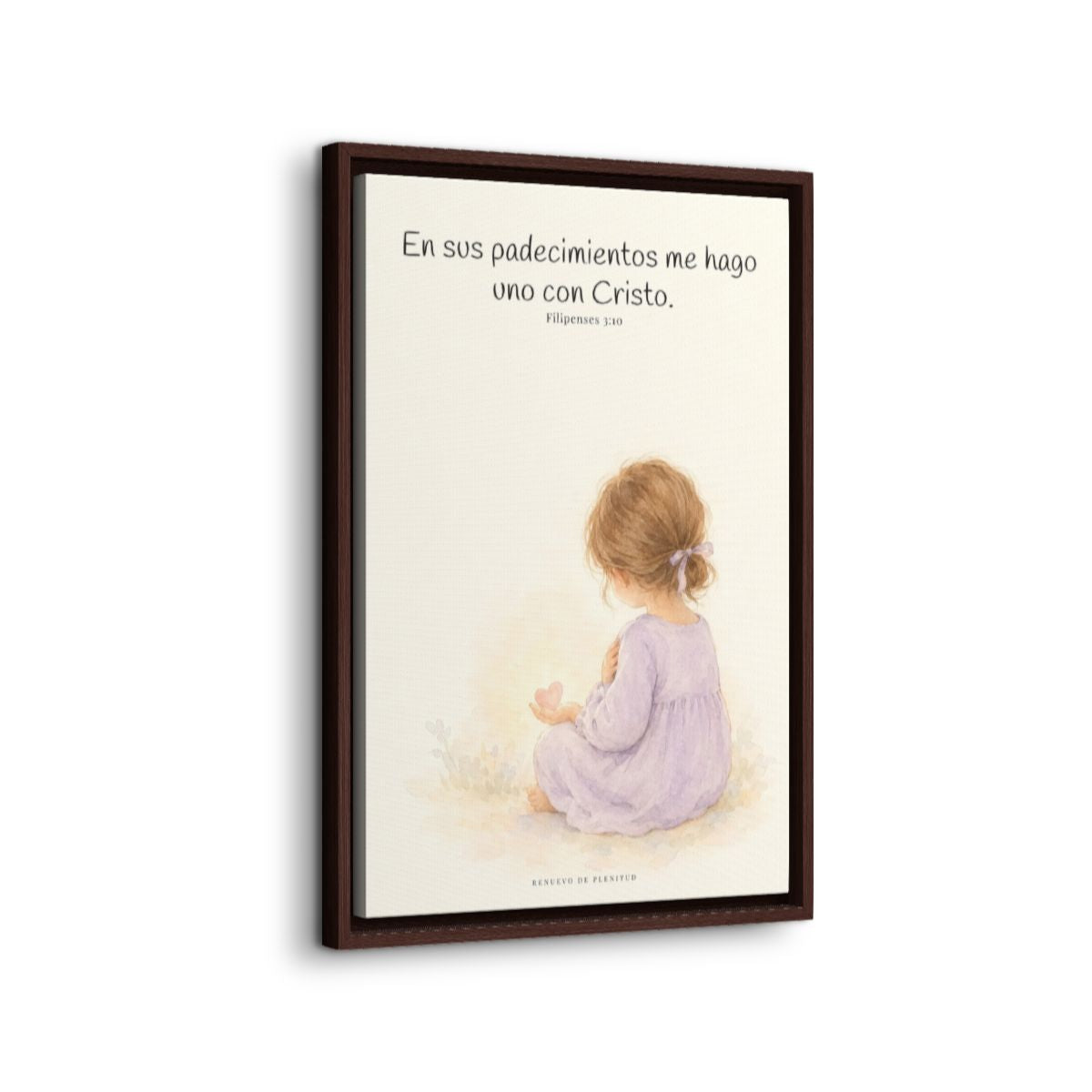Participar de sus padecimientos me acerca a Él | Arte bíblico para pared | Filipenses 3:10 — 16×24 pulgadas, marco espresso, vista lateral del marco flotante