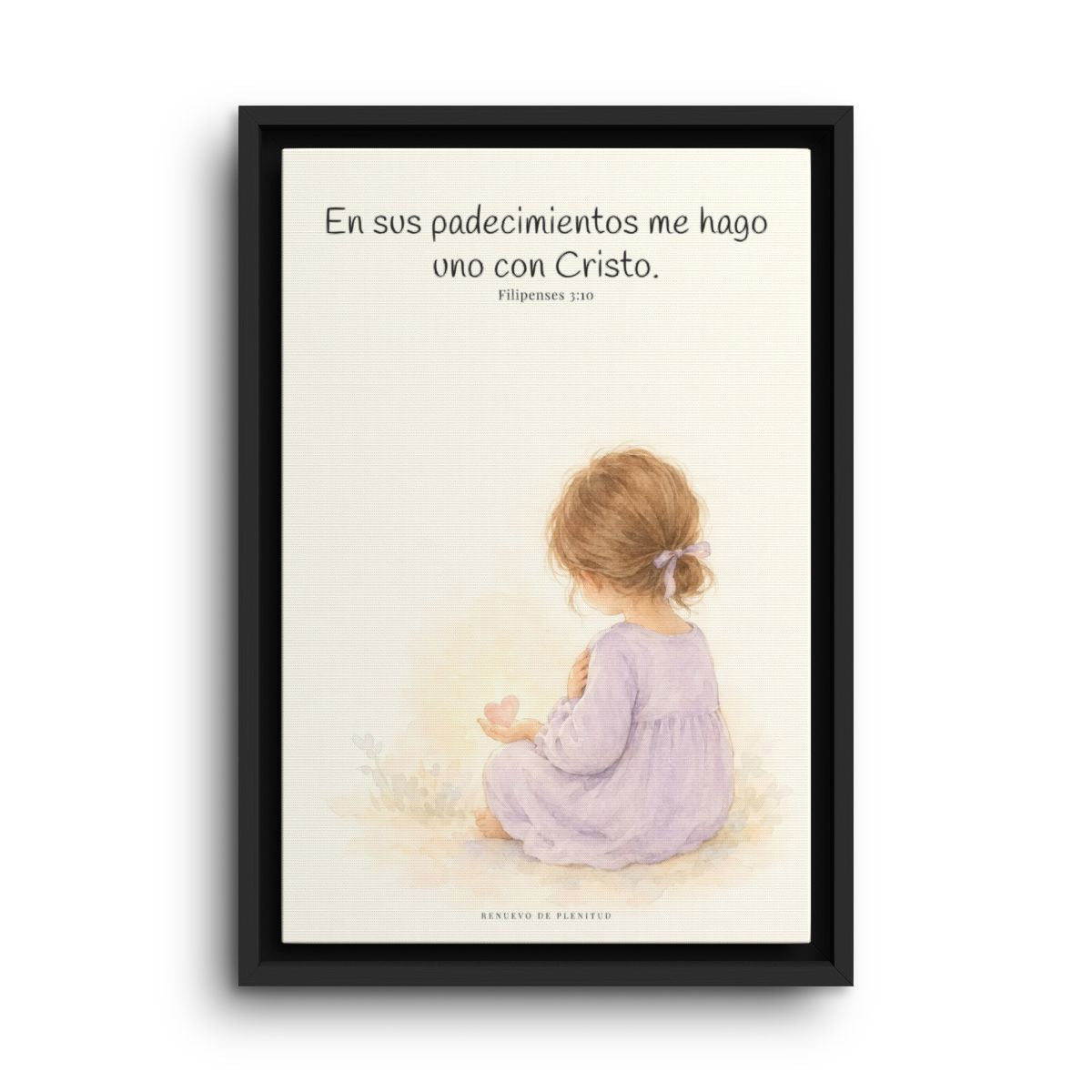 Participar de sus padecimientos me acerca a Él | Arte bíblico para pared | Filipenses 3:10 — 12×18 pulgadas, marco negro, vista frontal