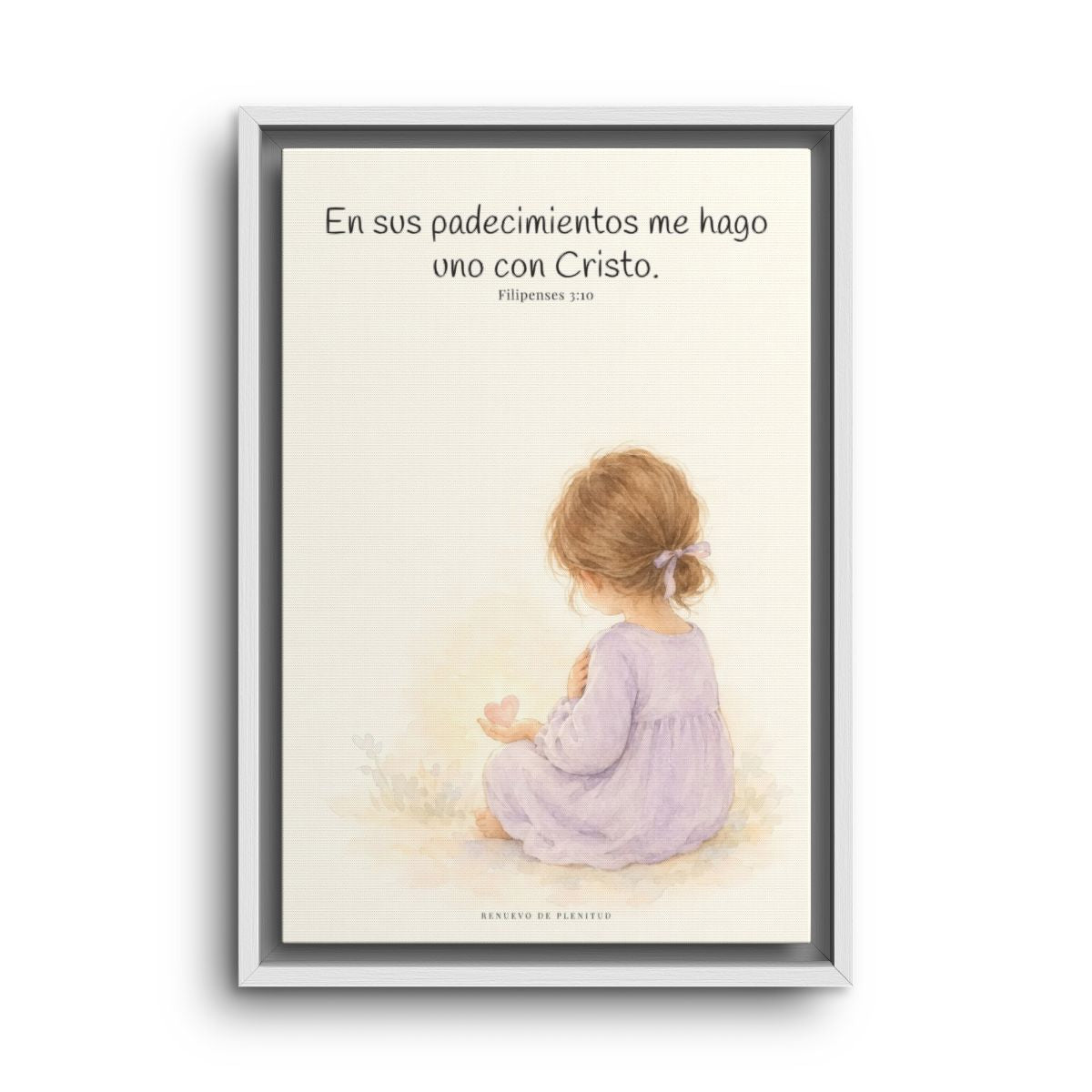 Participar de sus padecimientos me acerca a Él | Arte bíblico para pared | Filipenses 3:10 — 12×18 pulgadas, marco blanco, vista frontal