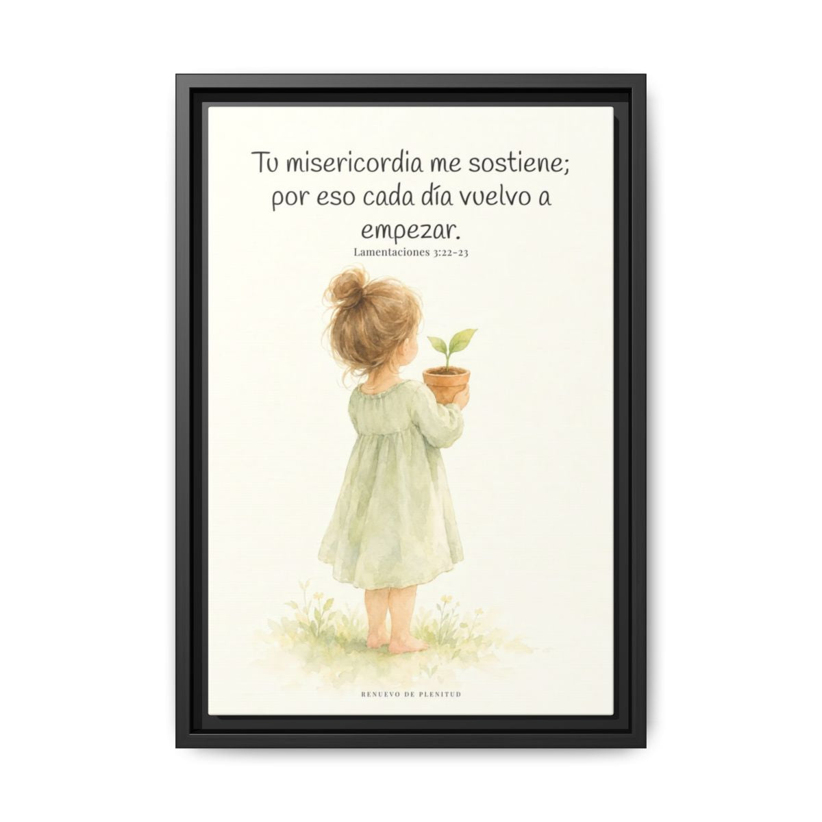 Por la misericordia de Jehová no fuimos consumidos — Lienzo Cristiano Enmarcado | Lamentaciones 3:22-23 — 12×18 pulgadas, marco negro, vista frontal