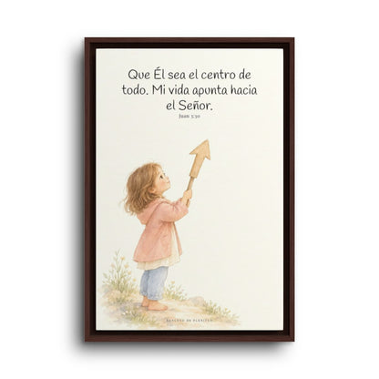 Que Él sea el centro de todo | Cuadro de inspiración bíblica | Juan 3:30 — 16×24 pulgadas, marco espresso, vista frontal