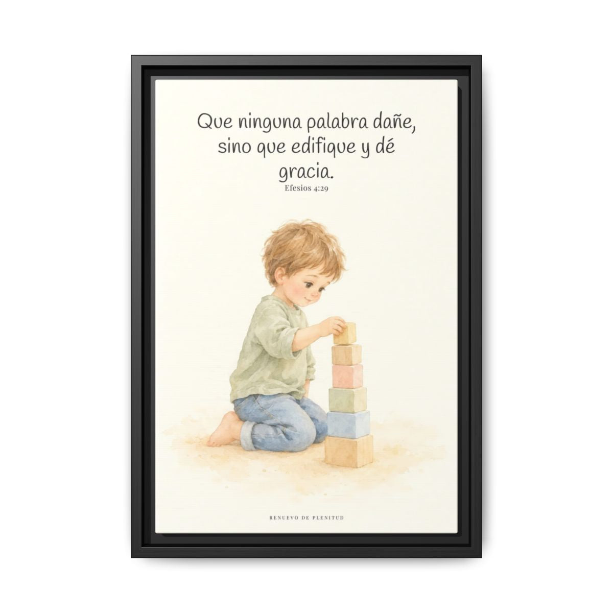 Que mis labios edifiquen — Lienzo Cristiano Enmarcado | Efesios 4:29 — 12×18 pulgadas, marco negro, vista frontal