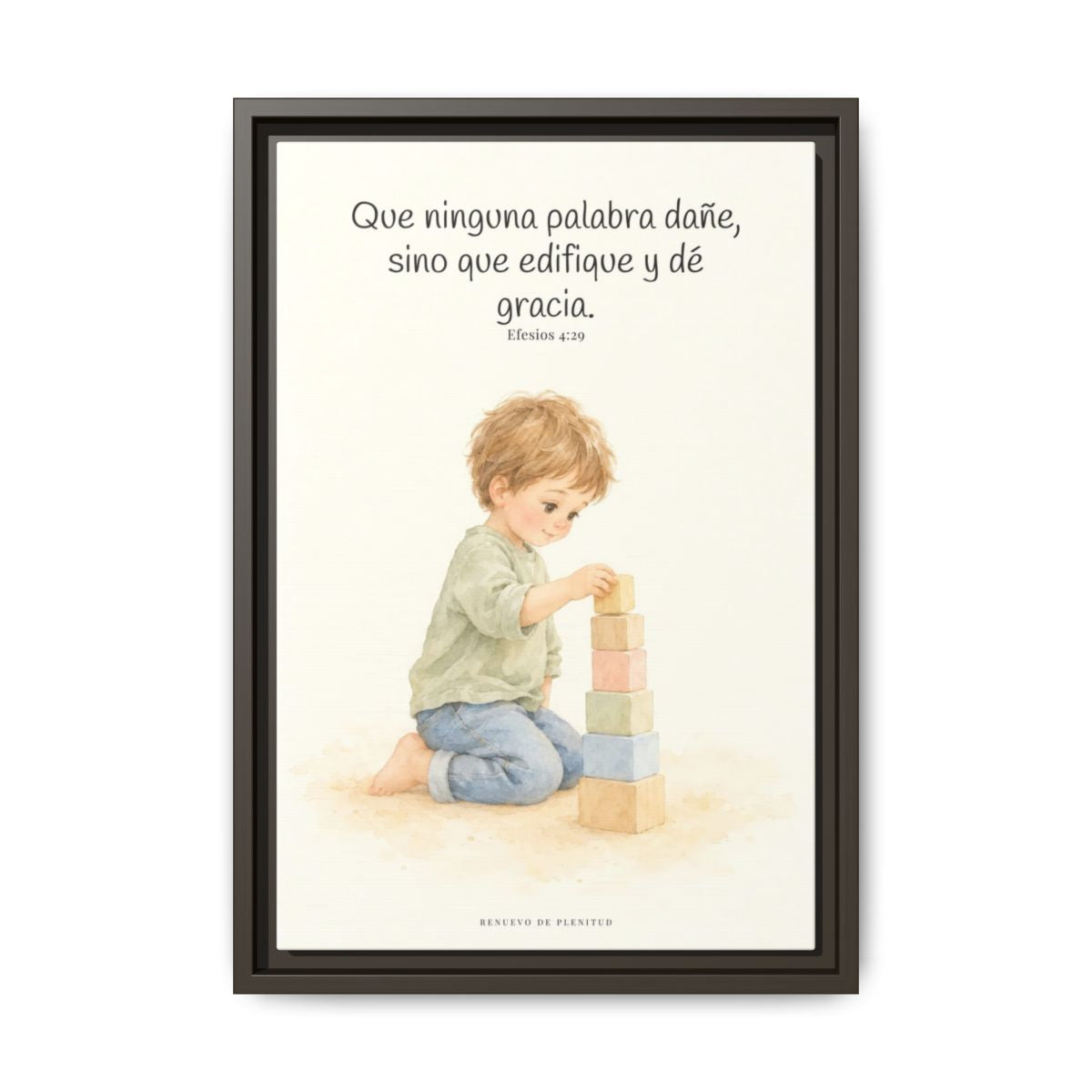 Que mis labios edifiquen — Lienzo Cristiano Enmarcado | Efesios 4:29 — 12×18 pulgadas, marco espresso, vista frontal