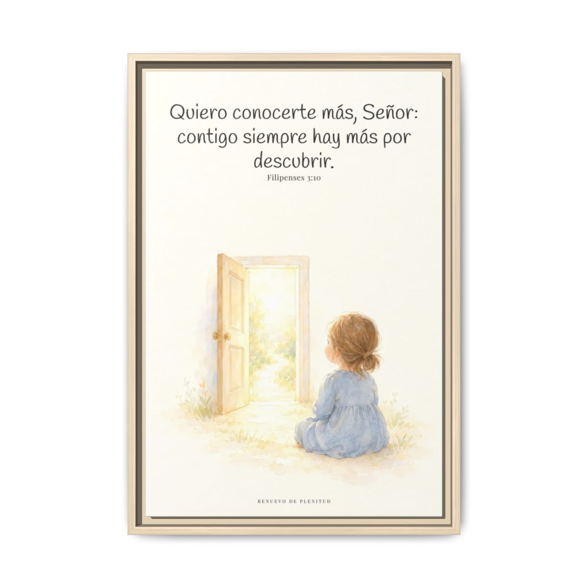 Quiero conocerte más, Señor — Lienzo Cristiano Enmarcado | Filipenses 3:10 — 16×24 pulgadas, marco natural, vista frontal