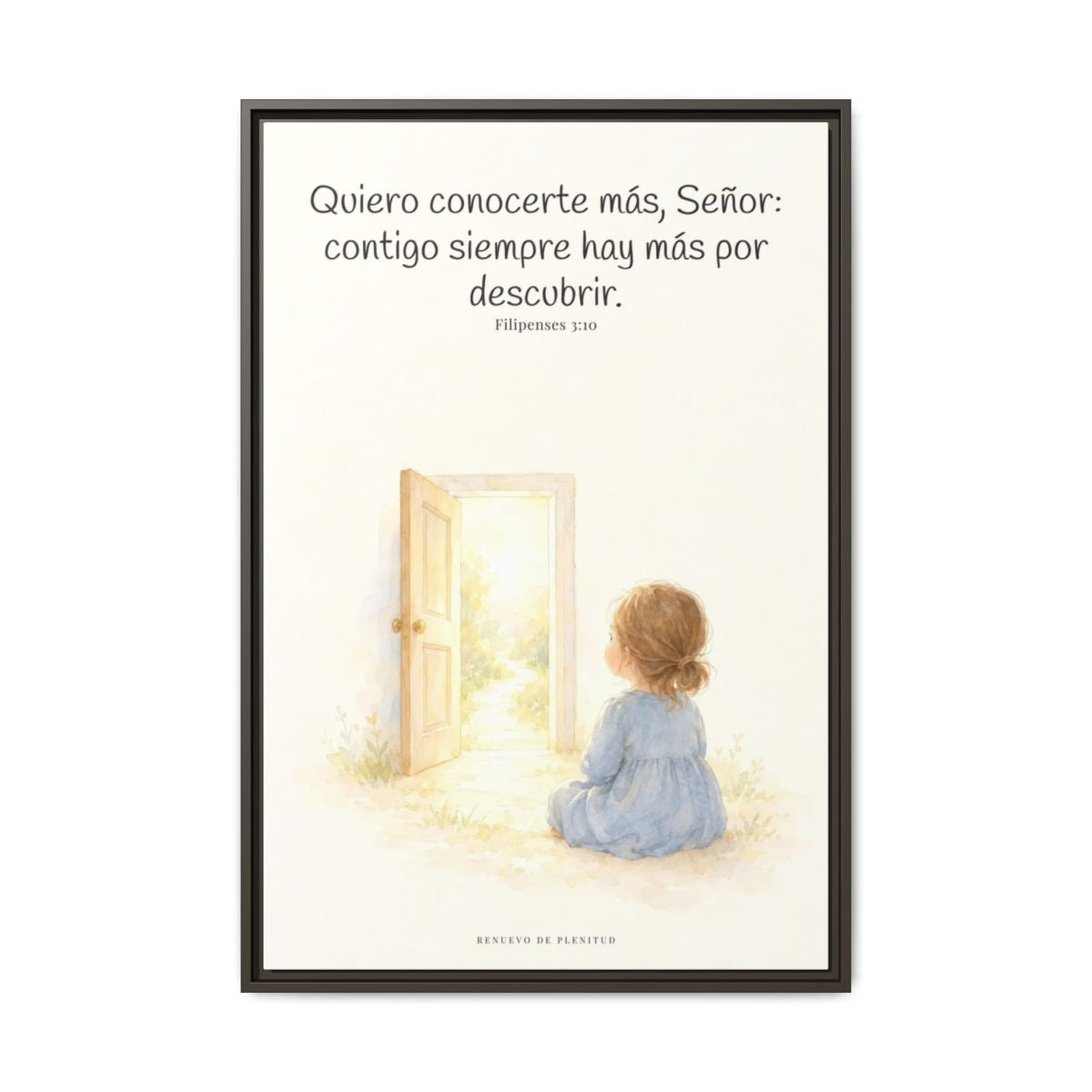 Quiero conocerte más, Señor — Lienzo Cristiano Enmarcado | Filipenses 3:10 — 24×36 pulgadas, marco espresso, vista frontal