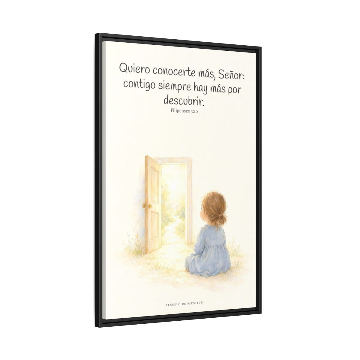 Quiero conocerte más, Señor — Lienzo Cristiano Enmarcado | Filipenses 3:10 — 24×36 pulgadas, marco negro, vista lateral del marco flotante