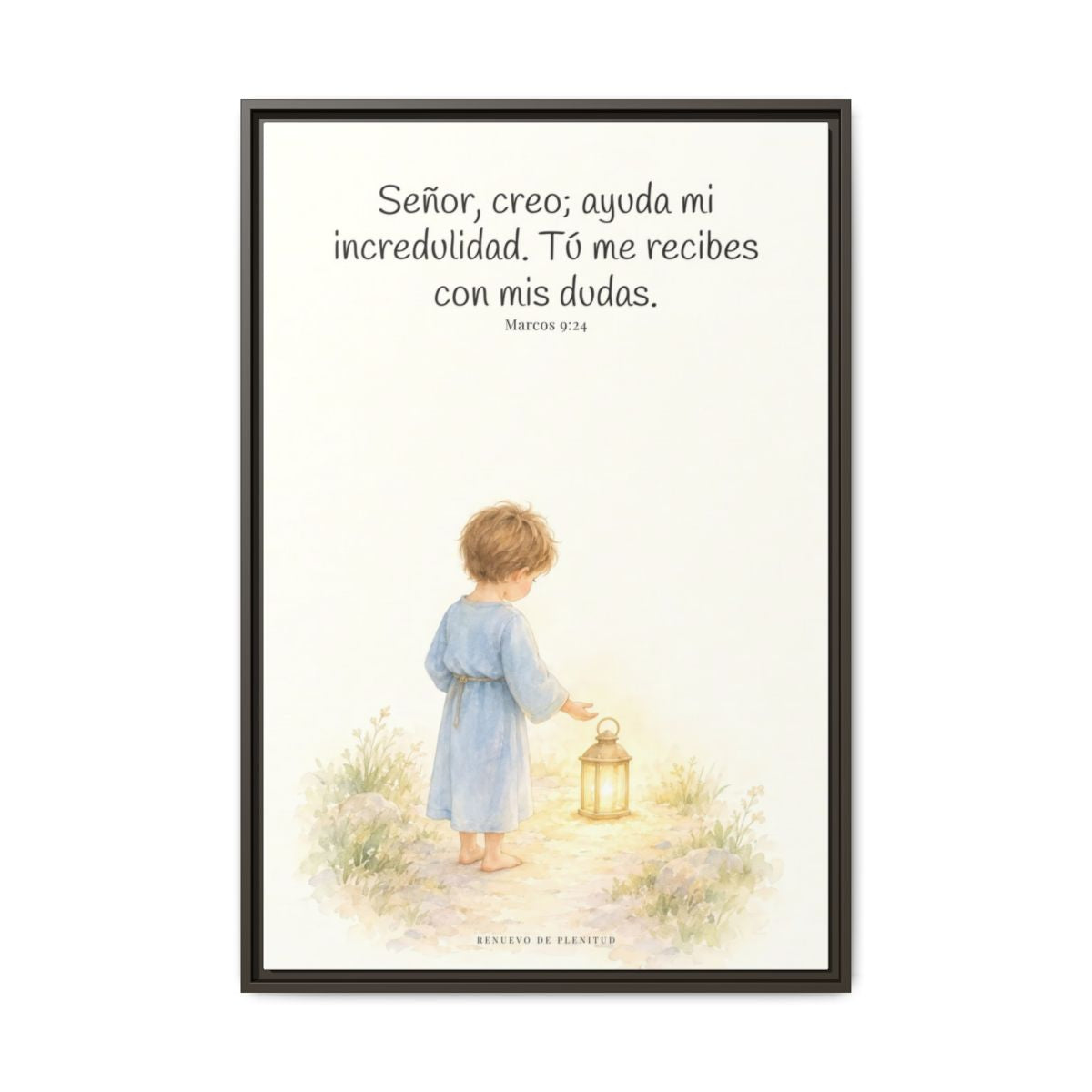 Señor, creo; ayuda mi incredulidad — Lienzo Cristiano Enmarcado | Marcos 9:24 — 24×36 pulgadas, marco espresso, vista frontal