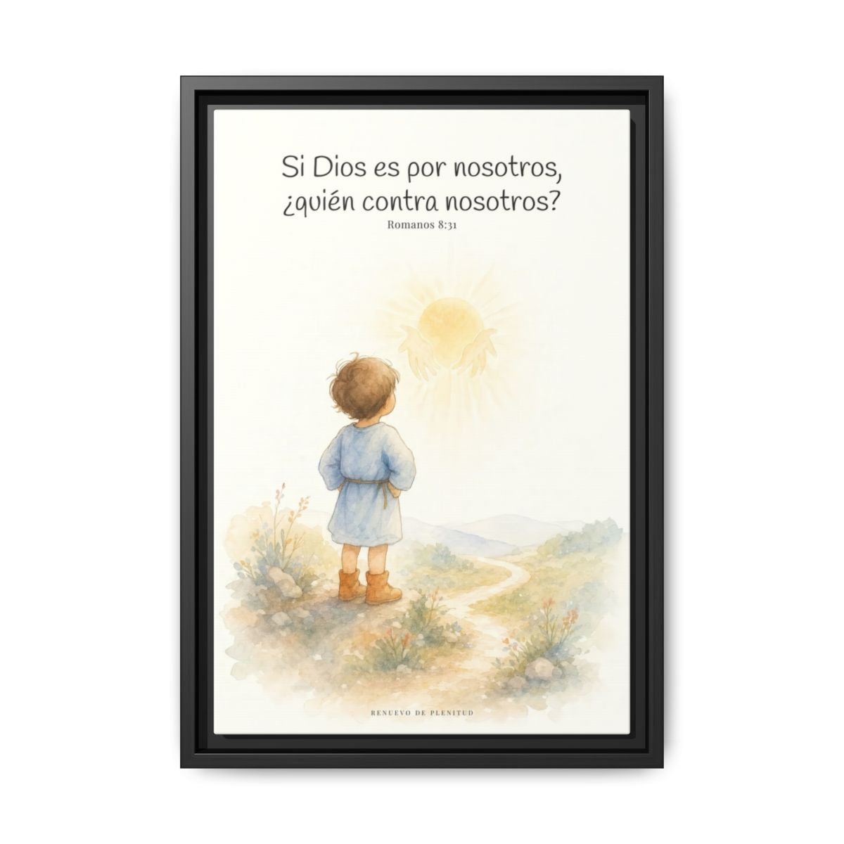 Si Dios es por nosotros, ¿quién contra nosotros? — Lienzo Cristiano Enmarcado | Romanos 8:31 — 12×18 pulgadas, marco negro, vista frontal