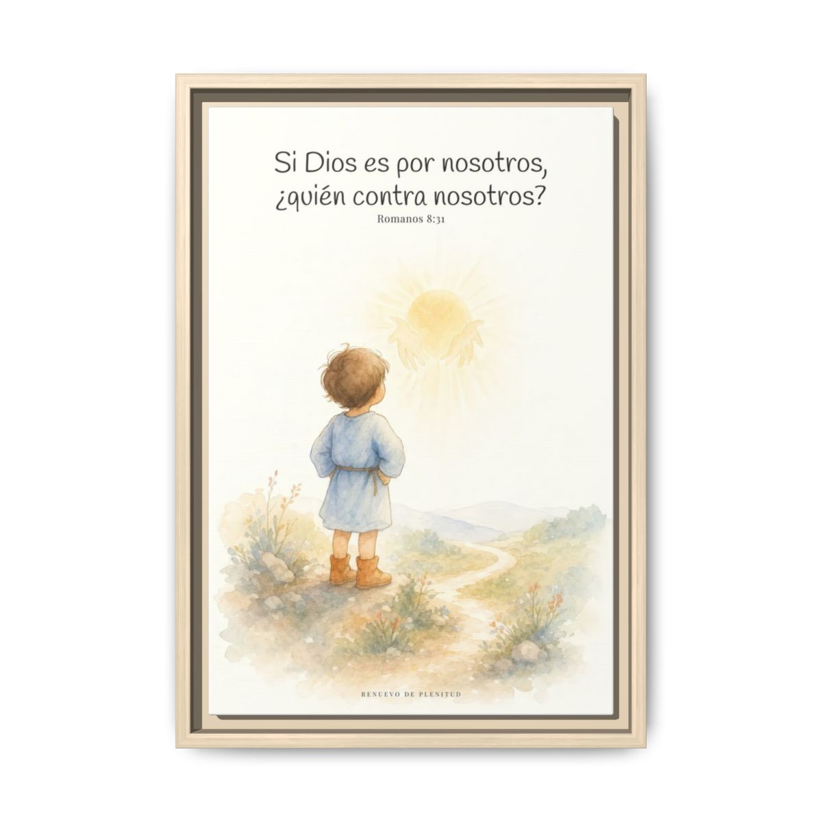Si Dios es por nosotros, ¿quién contra nosotros? — Lienzo Cristiano Enmarcado | Romanos 8:31 — 12×18 pulgadas, marco natural, vista frontal
