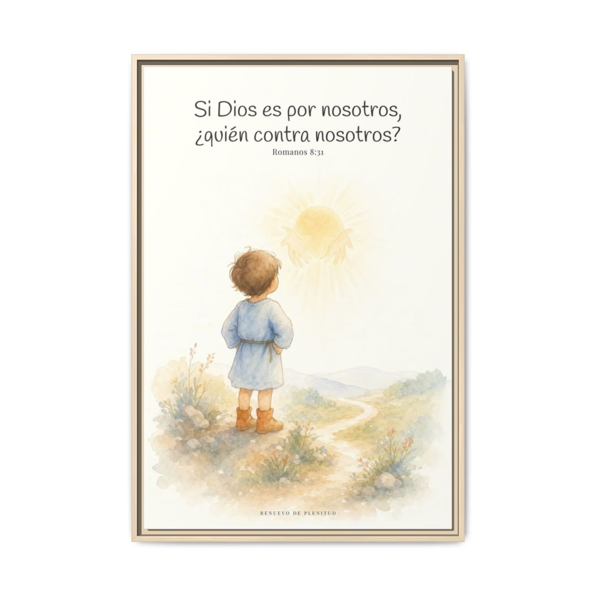 Si Dios es por nosotros, ¿quién contra nosotros? — Lienzo Cristiano Enmarcado | Romanos 8:31 — 24×36 pulgadas, marco natural, vista frontal