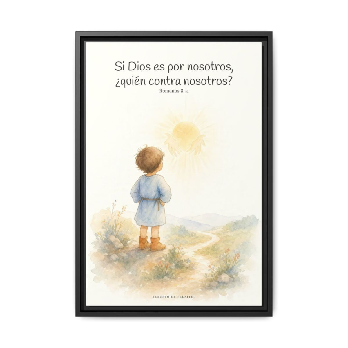 Si Dios es por nosotros, ¿quién contra nosotros? — Lienzo Cristiano Enmarcado | Romanos 8:31 — 16×24 pulgadas, marco negro, vista frontal