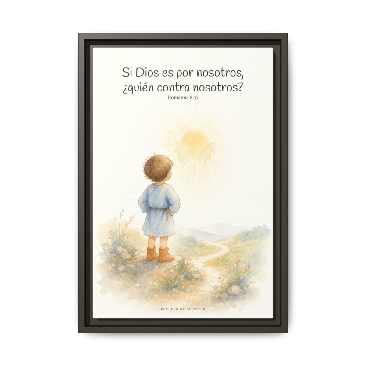 Si Dios es por nosotros, ¿quién contra nosotros? — Lienzo Cristiano Enmarcado | Romanos 8:31 — 12×18 pulgadas, marco espresso, vista frontal