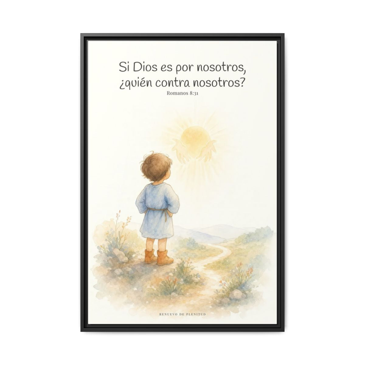 Si Dios es por nosotros, ¿quién contra nosotros? — Lienzo Cristiano Enmarcado | Romanos 8:31 — 24×36 pulgadas, marco negro, vista frontal