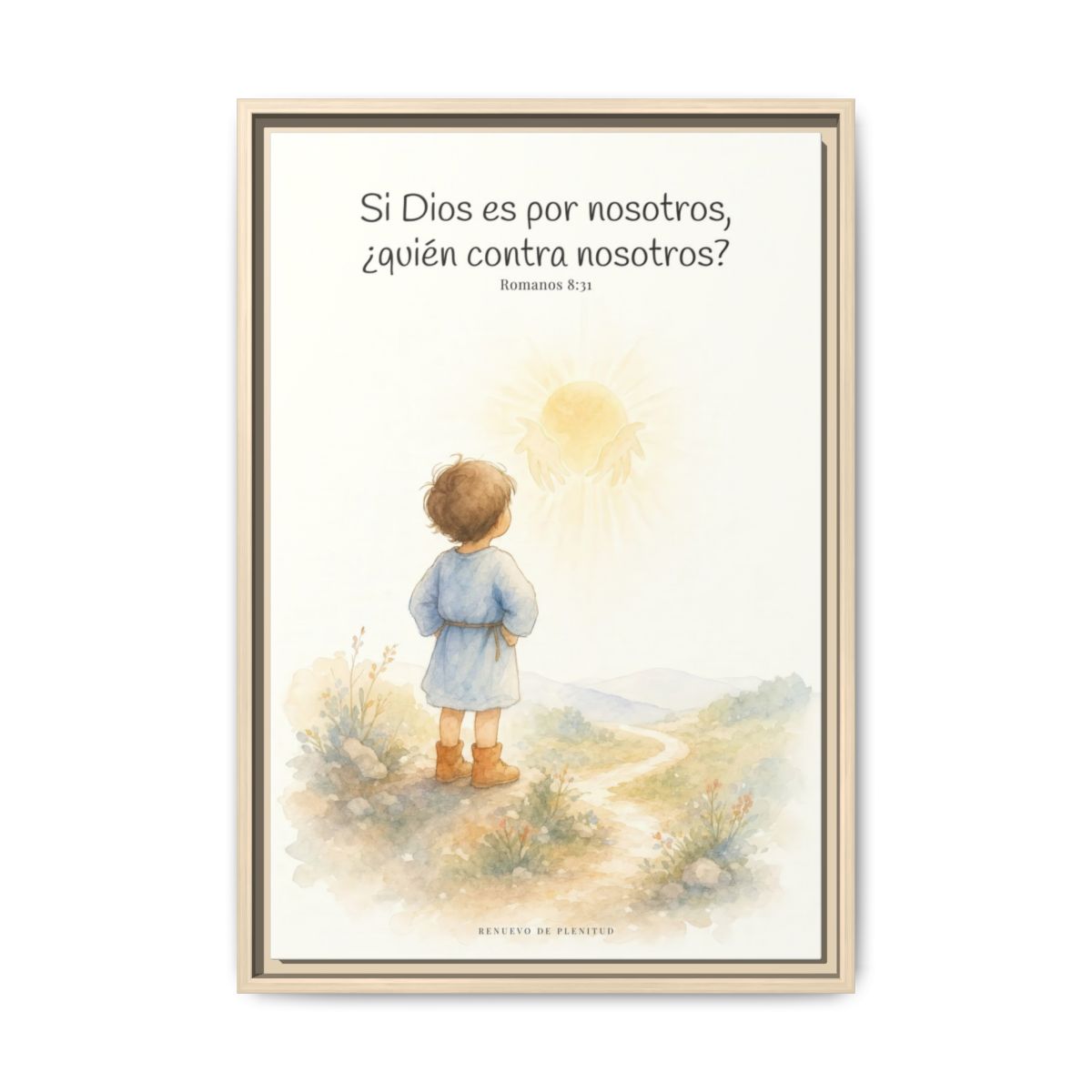 Si Dios es por nosotros, ¿quién contra nosotros? — Lienzo Cristiano Enmarcado | Romanos 8:31 — 16×24 pulgadas, marco natural, vista frontal