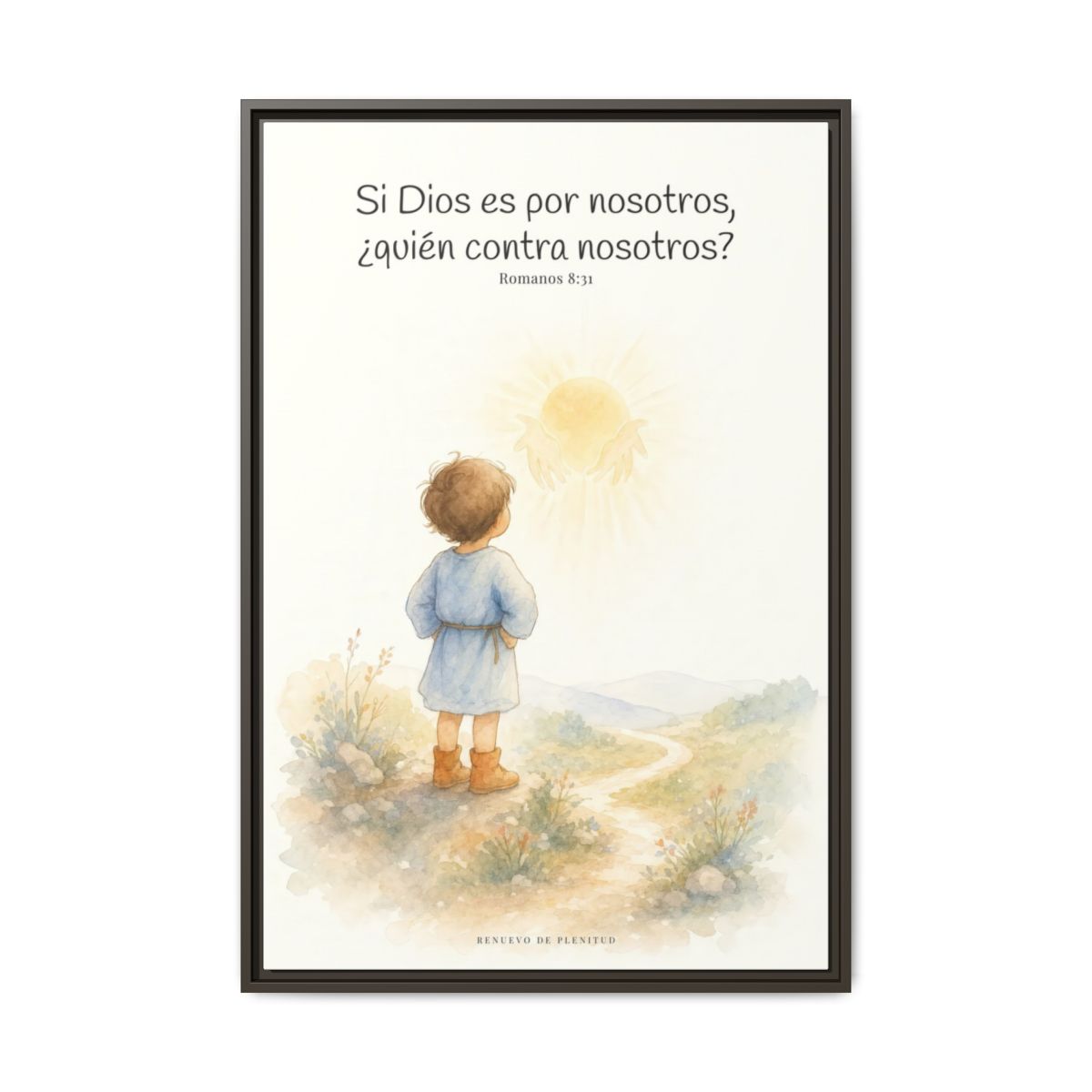 Si Dios es por nosotros, ¿quién contra nosotros? — Lienzo Cristiano Enmarcado | Romanos 8:31 — 24×36 pulgadas, marco espresso, vista frontal