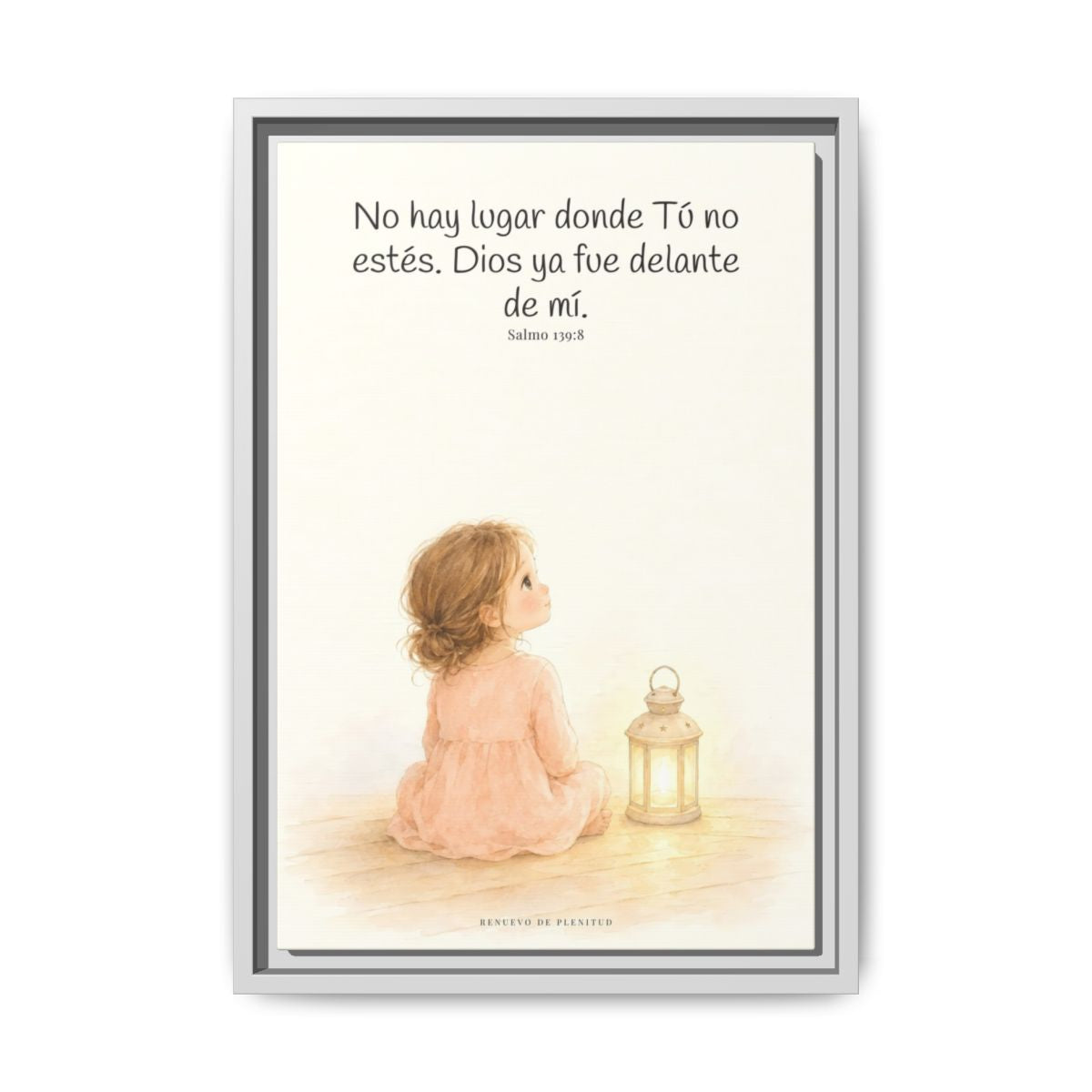 Si en las tinieblas me acuesto, allí estás Tú — Lienzo Cristiano Enmarcado | Salmo 139:8 — 12×18 pulgadas, marco blanco, vista frontal