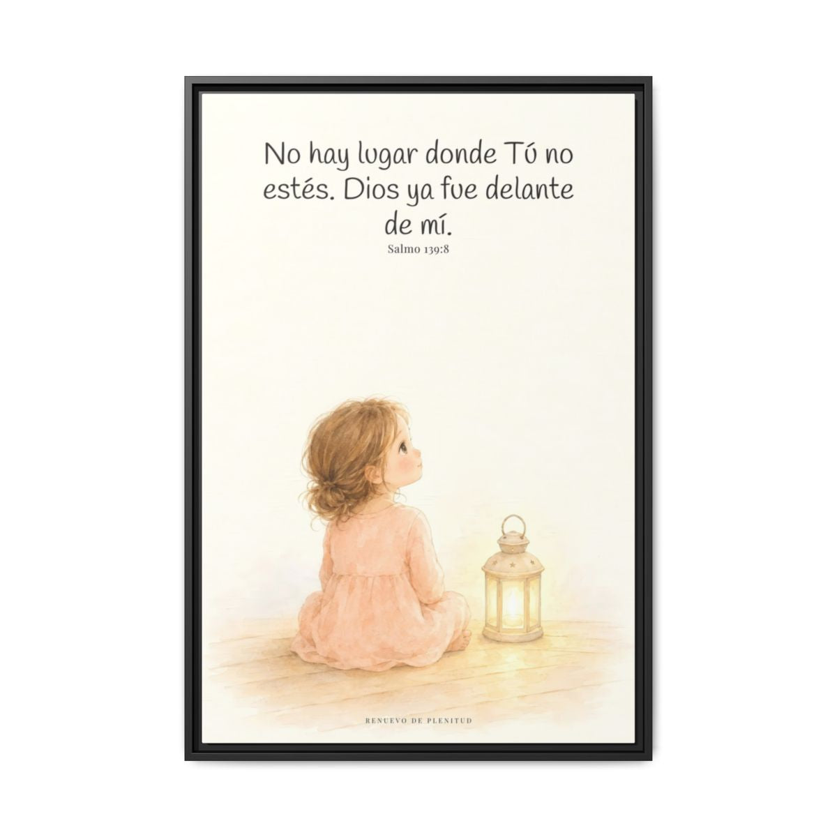 Si en las tinieblas me acuesto, allí estás Tú — Lienzo Cristiano Enmarcado | Salmo 139:8 — 24×36 pulgadas, marco negro, vista frontal