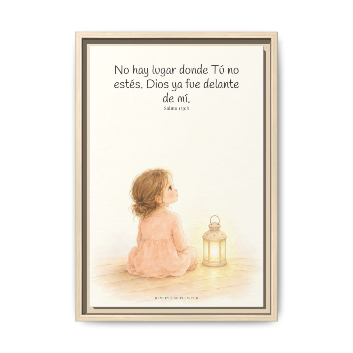 Si en las tinieblas me acuesto, allí estás Tú — Lienzo Cristiano Enmarcado | Salmo 139:8 — 12×18 pulgadas, marco natural, vista frontal