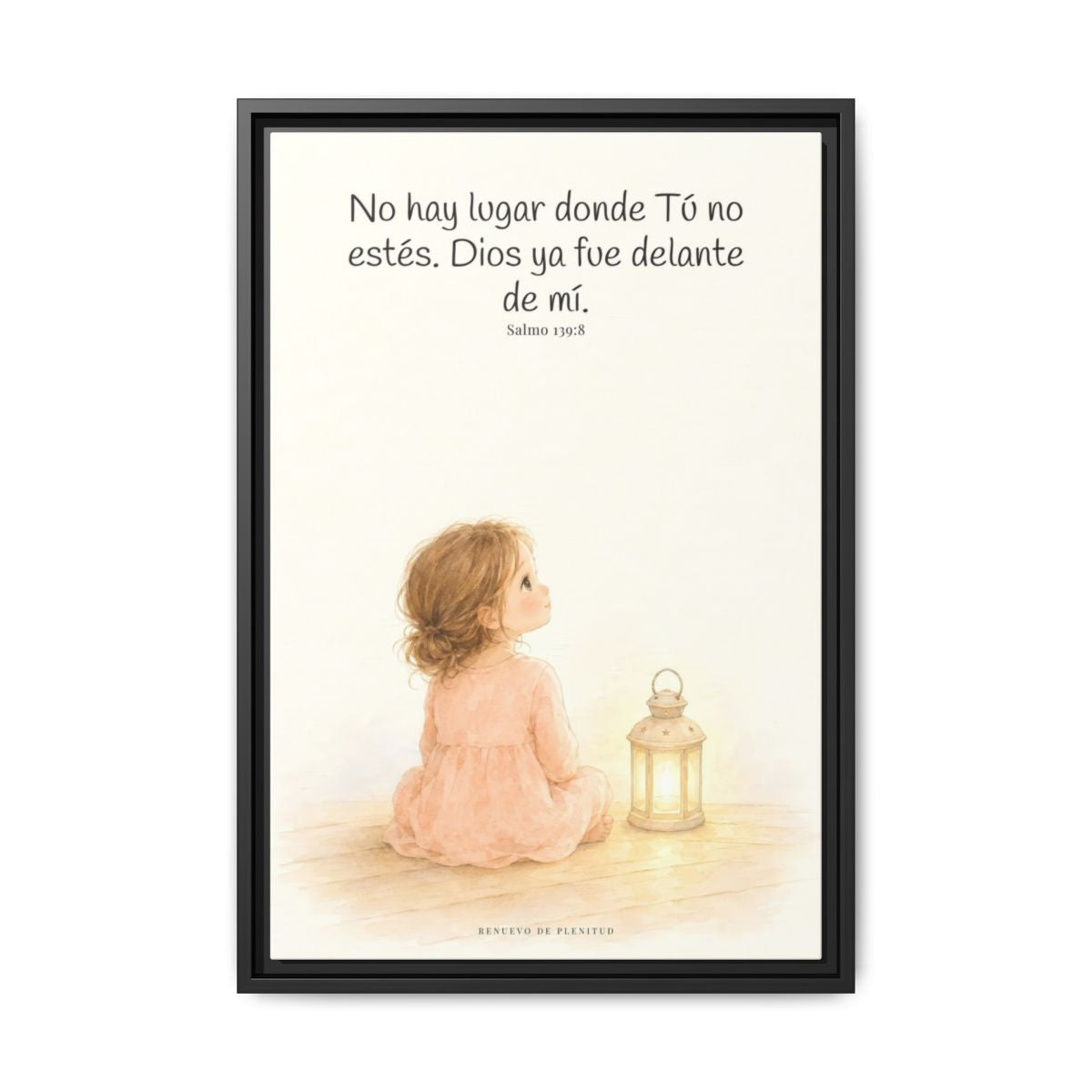 Si en las tinieblas me acuesto, allí estás Tú — Lienzo Cristiano Enmarcado | Salmo 139:8 — 16×24 pulgadas, marco negro, vista frontal