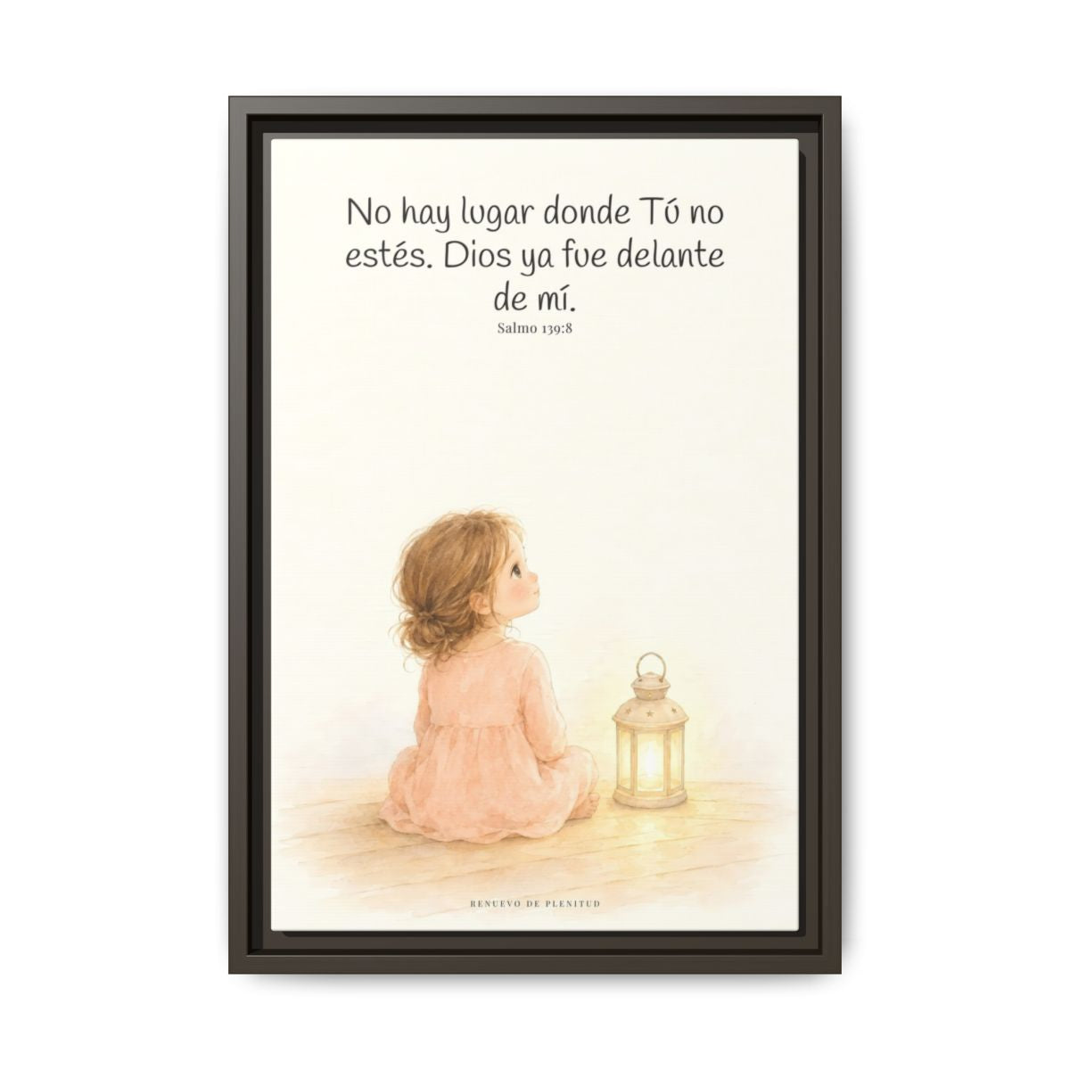 Si en las tinieblas me acuesto, allí estás Tú — Lienzo Cristiano Enmarcado | Salmo 139:8 — 12×18 pulgadas, marco espresso, vista frontal