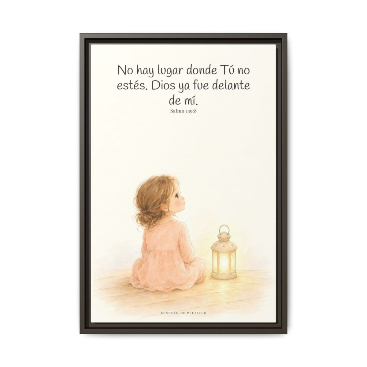 Si en las tinieblas me acuesto, allí estás Tú — Lienzo Cristiano Enmarcado | Salmo 139:8 — 16×24 pulgadas, marco espresso, vista frontal