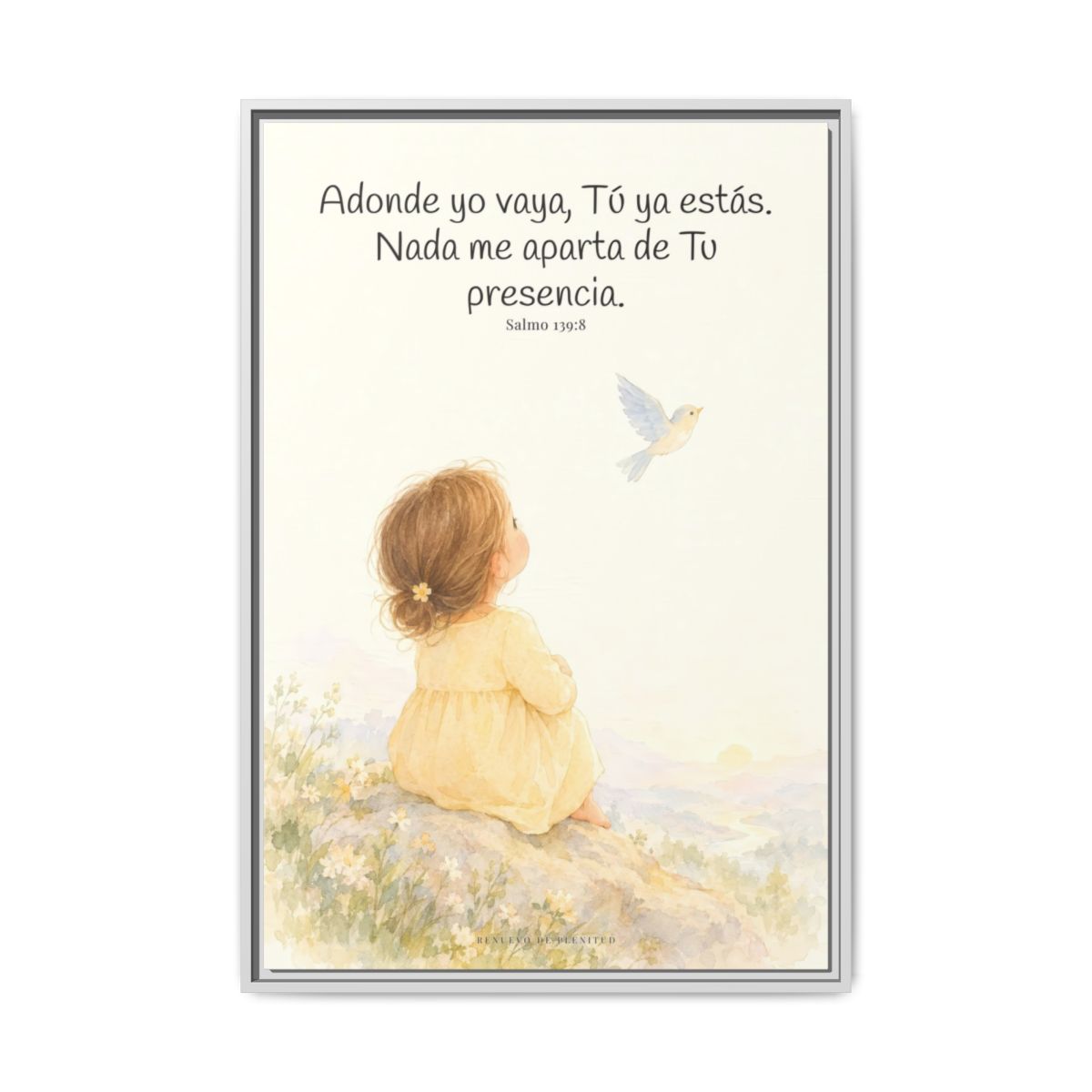 Si subo a los cielos, allí estás Tú — Lienzo Cristiano Enmarcado | Salmo 139:8 — 24×36 pulgadas, marco blanco, vista frontal