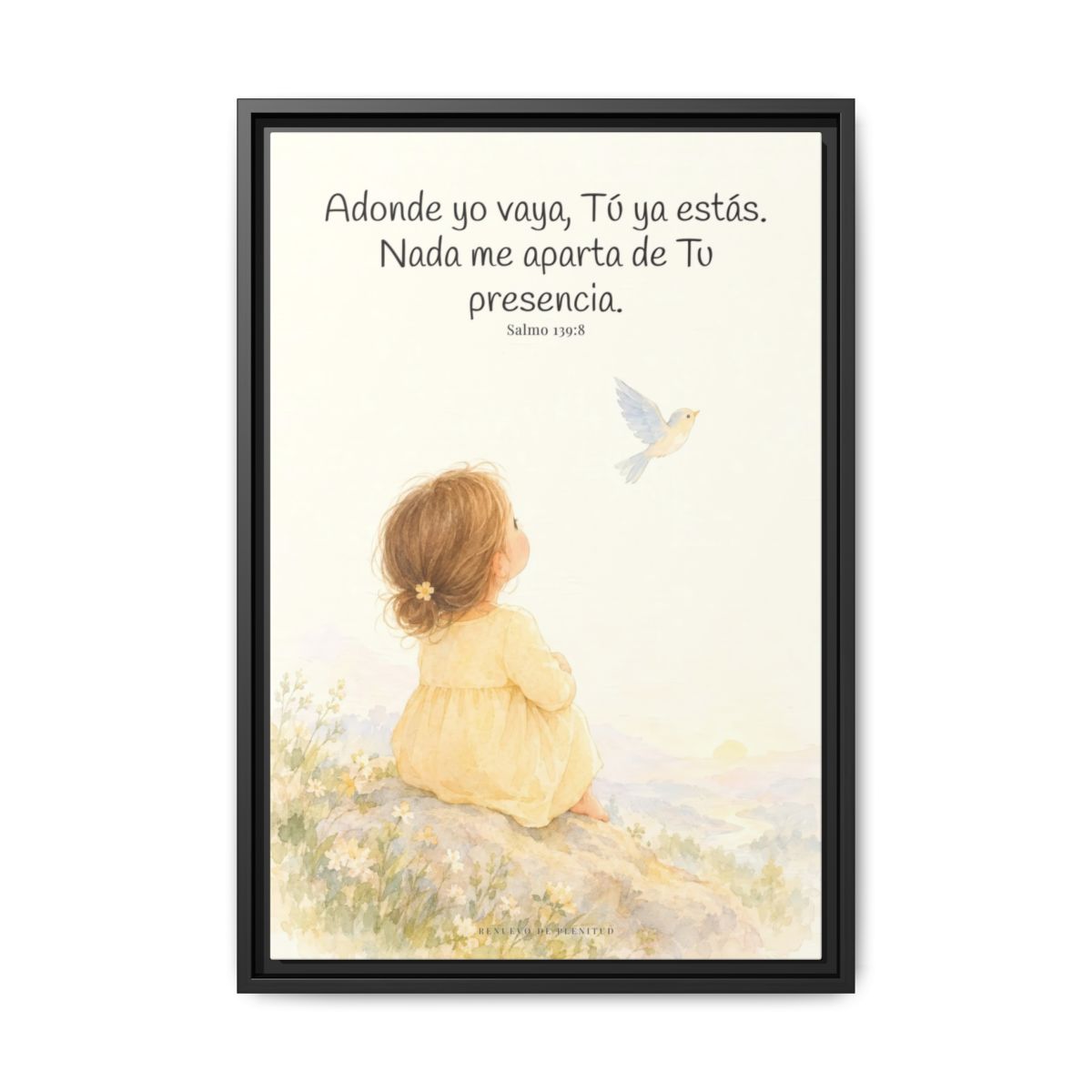 Si subo a los cielos, allí estás Tú — Lienzo Cristiano Enmarcado | Salmo 139:8 — 16×24 pulgadas, marco negro, vista frontal