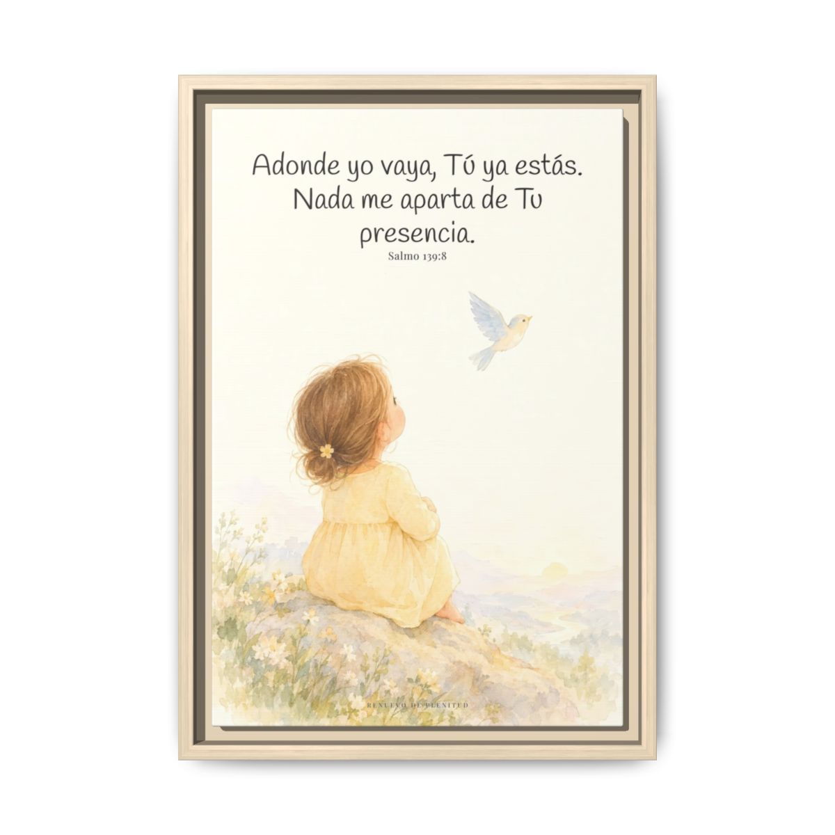 Si subo a los cielos, allí estás Tú — Lienzo Cristiano Enmarcado | Salmo 139:8 — 12×18 pulgadas, marco natural, vista frontal