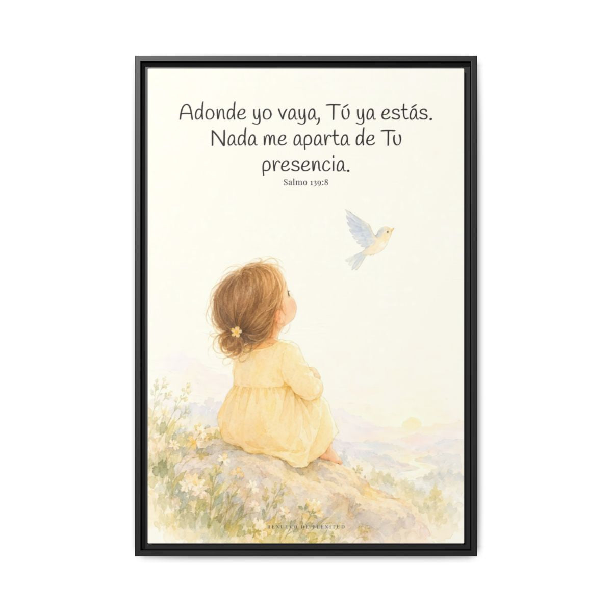 Si subo a los cielos, allí estás Tú — Lienzo Cristiano Enmarcado | Salmo 139:8 — 24×36 pulgadas, marco negro, vista frontal