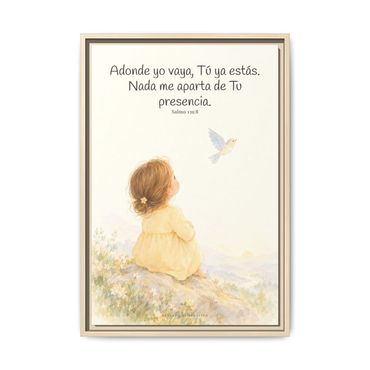 Si subo a los cielos, allí estás Tú — Lienzo Cristiano Enmarcado | Salmo 139:8 — 16×24 pulgadas, marco natural, vista frontal