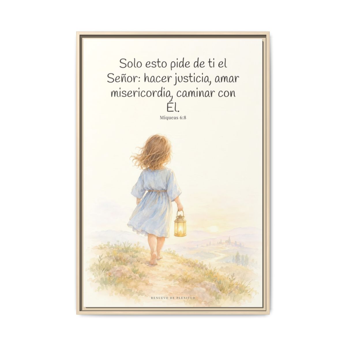 Solo esto pide de ti el Señor — Lienzo Cristiano Enmarcado | Miqueas 6:8 — 24×36 pulgadas, marco natural, vista frontal