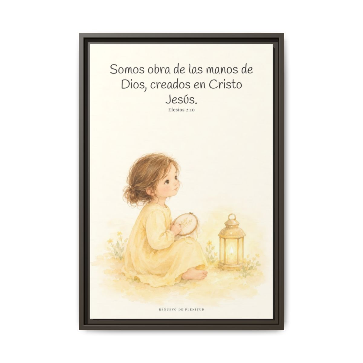 Somos obra de las manos de Dios — Lienzo Cristiano Enmarcado | Efesios 2:10 — 16×24 pulgadas, marco espresso, vista frontal