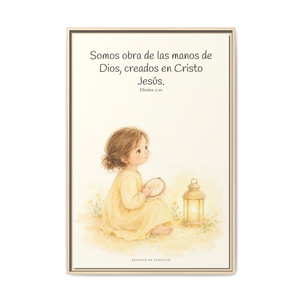 Somos obra de las manos de Dios — Lienzo Cristiano Enmarcado | Efesios 2:10 — 24×36 pulgadas, marco natural, vista frontal