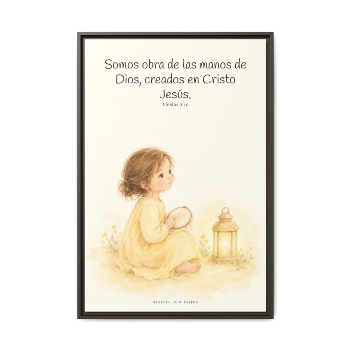 Somos obra de las manos de Dios — Lienzo Cristiano Enmarcado | Efesios 2:10 — 24×36 pulgadas, marco espresso, vista frontal