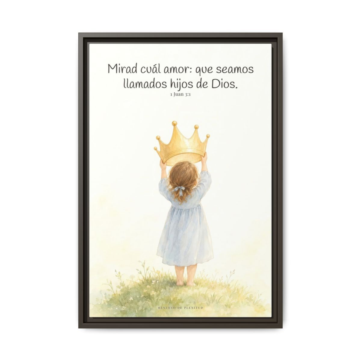 Soy hija amada de Dios — Lienzo Cristiano Enmarcado | 1 Juan 3:1 — 16×24 pulgadas, marco espresso, vista frontal