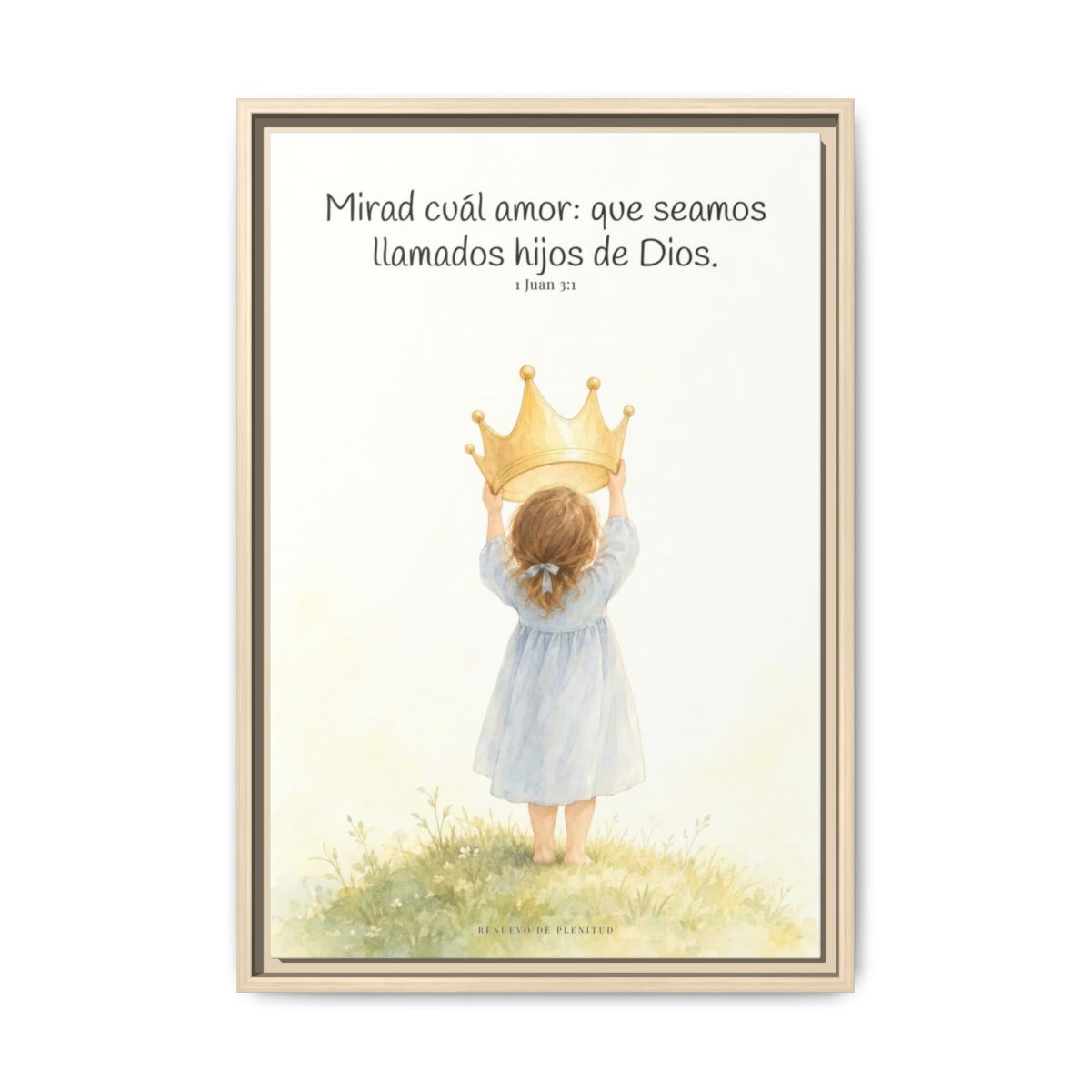 Soy hija amada de Dios — Lienzo Cristiano Enmarcado | 1 Juan 3:1 — 16×24 pulgadas, marco natural, vista frontal