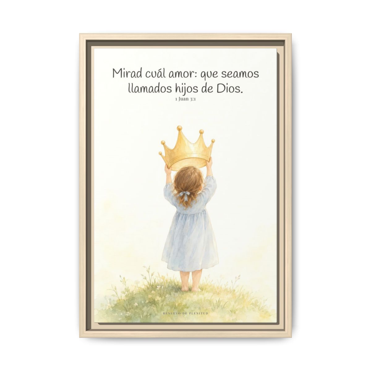Soy hija amada de Dios — Lienzo Cristiano Enmarcado | 1 Juan 3:1 — 12×18 pulgadas, marco natural, vista frontal