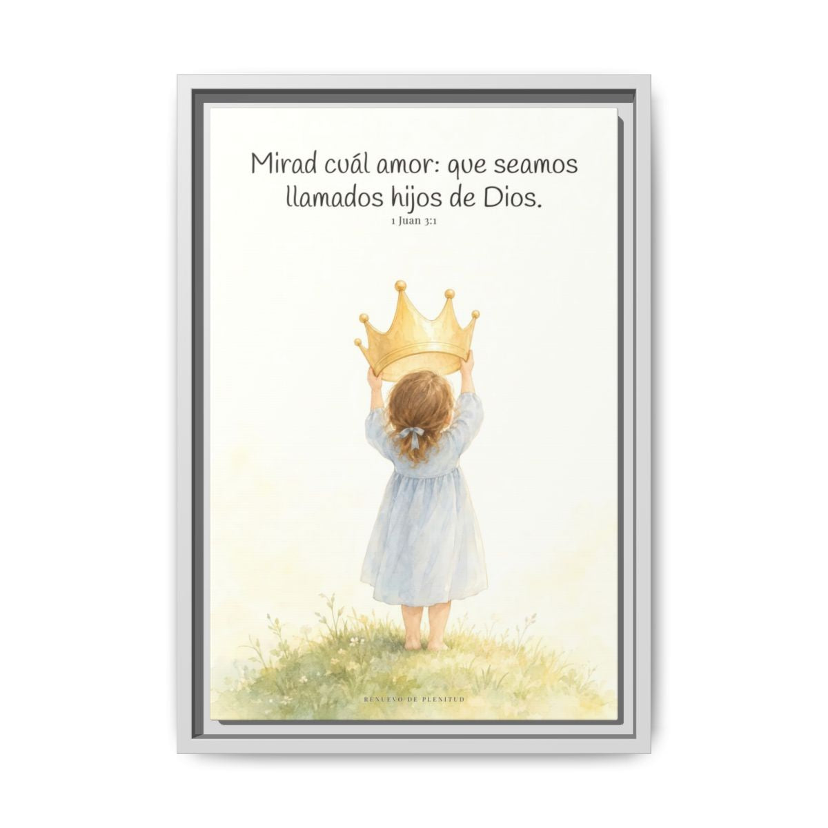 Soy hija amada de Dios — Lienzo Cristiano Enmarcado | 1 Juan 3:1 — 12×18 pulgadas, marco blanco, vista frontal