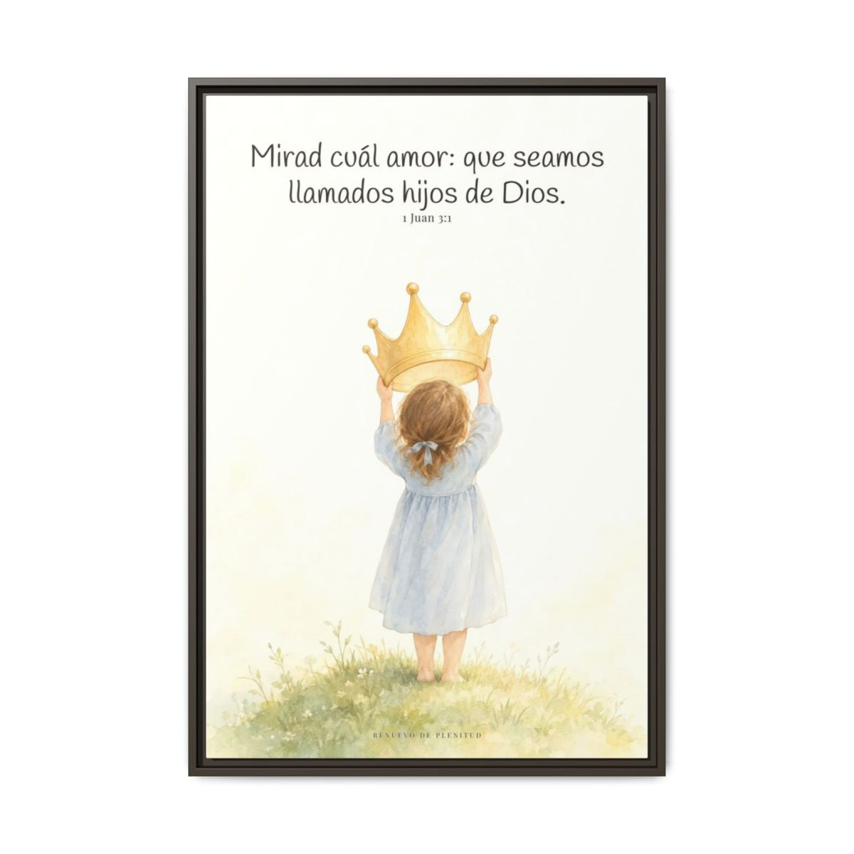 Soy hija amada de Dios — Lienzo Cristiano Enmarcado | 1 Juan 3:1 — 24×36 pulgadas, marco espresso, vista frontal